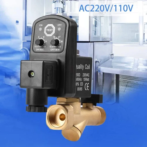 Vista 7 de Válvula de drenaje automática, G1/2 DN15 Válvula de drenaje cronometrada electrónica automática para gestión de condensado del compresor de aire