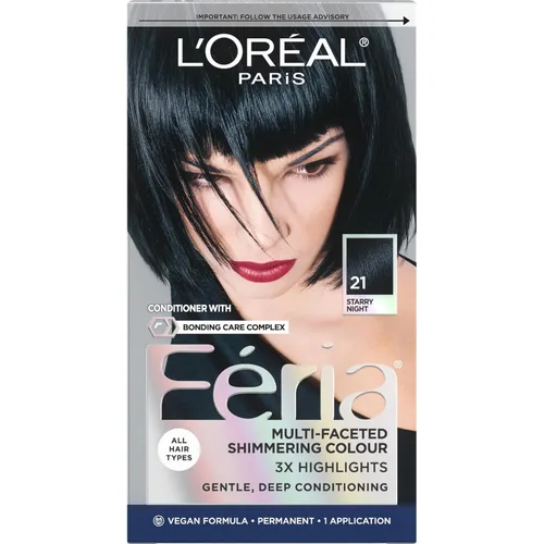 Vista 34 de L'Oreal Paris Feria - Tinte permanente brillante multifacético para el cabello, tinte de alta intensidad para reflejos 3X, 10 negro azabache