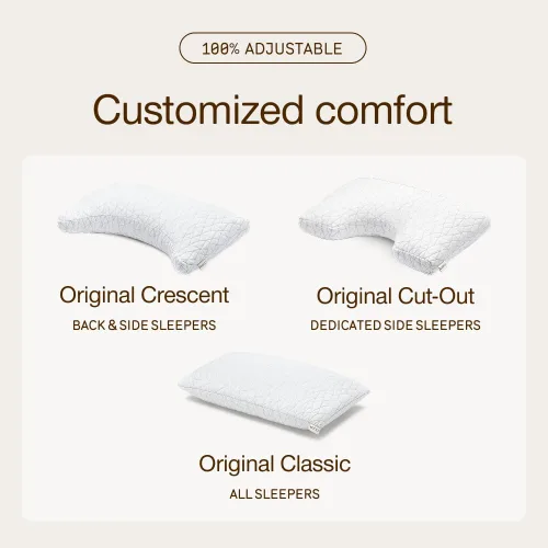 Vista 8 de Coop Home Goods Almohada ajustable original Crescent, almohadas de cama Queen para soporte de hombros, cuello y cabeza, almohadas de espuma de media