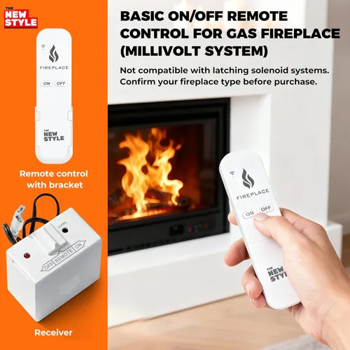 Vista 5 de Kit de control remoto para chimenea de gas, control remoto de encendido/apagado, para sistema de válvula de milivoltio, reemplazo para skytech