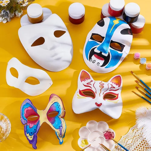 Vista 2 de twinklemon 40 máscaras de papel blanco maché para bricolaje de cara completa, máscaras de manualidades en blanco, máscaras de gato para proyectos
