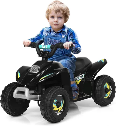 Vista 9 de HOMGX - Cuatrimoto para niños, mini cuádruple eléctrico con ruedas antideslizantes, 4 ruedas alimentadas por batería de 6 V para niños con 2