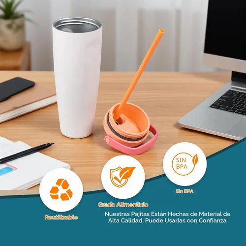 Vista 7 de Pajitas de repuesto compatibles con botella de agua de acero inoxidable aislada FreeSip de 16 onzas Owala, con 1 cepillo (6 colores para 16 onzas)