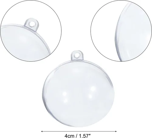Vista 2 de MECCANIXITY 40 bolas de plástico transparente de 1.57 pulgadas para adornos de Navidad, bolas acrílicas para manualidades, árboles de Navidad