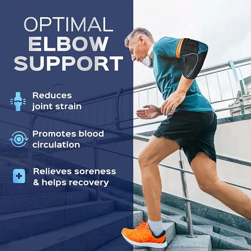 Vista 3 de Codera de compresión para codo, codera, coderas, coderas de tenista para hombres y mujeres, codo para tendinitis y codo de tenista (S, negro)