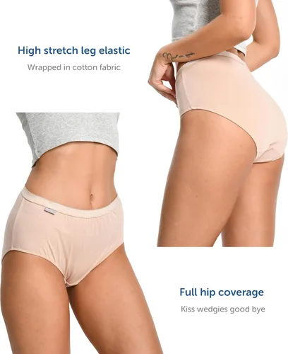 Vista 2 de Comfneat Paquete de 6 calzoncillos de algodón puro de cintura alta para mujer