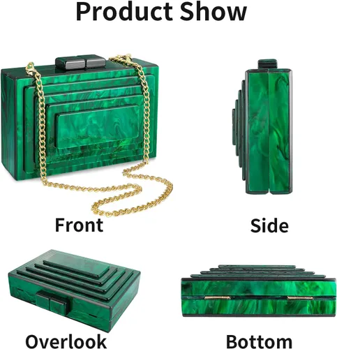 Vista 2 de YYW Bolso de mano de noche de acrílico para mujer, elegante bolso de hombro cruzado para boda, cóctel, fiesta, fiesta de Navidad
