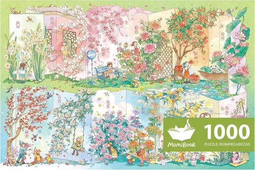 Vista 10 de MOMIBOOK Rompecabezas de 1000 piezas para adultos, rompecabezas de Arashiyama Sakura Tour, imagen de pintura, flor de cerezo, difícil, desafiante
