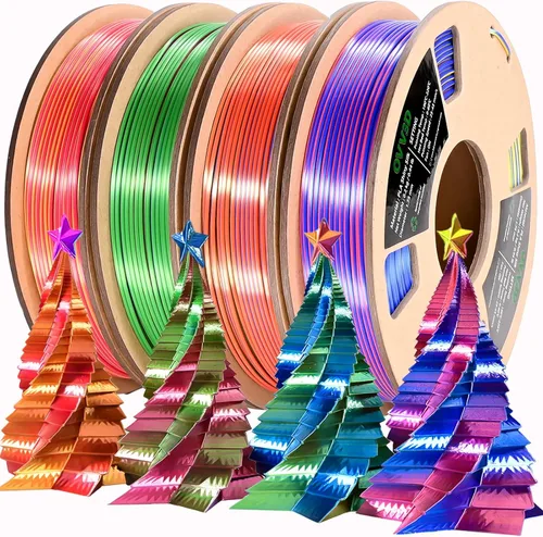 Vista 13 de OVV3D - Paquete de filamentos para impresora 3D PLA brillante, multicolor Negro Azul Púrpura Verde