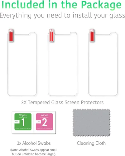 Vista 7 de TalkWorks Protector de pantalla para iPhone 11 (también compatible con iPhone XR), paquete de 3 películas de vidrio templado duraderas de 0.013 in