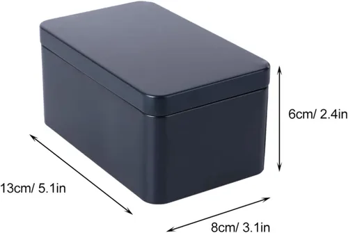 Vista 3 de DOITOOL Caja rectangular de almacenamiento de té de hojalata de 5.11 x 3.14 x 2.55 pulgadas, contenedor portátil de metal pequeño para hojas de té