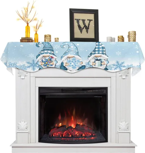 Vista 7 de Bufanda para Repisa de Chimenea de Navidad de 60 x 17 Pulgadas, Muñeco de Nieve Rojo Árboles de Navidad Bufanda para Repisa de Chimenea Cubierta