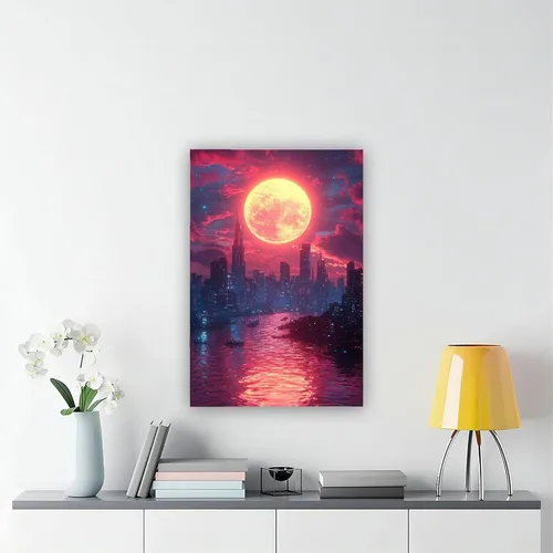 Vista 6 de XAHOR Vaporwave Wall Art – Retro Futuristic Neon Synthwave Print for Modern Home Decor Canvas Posters Wall Art Bedroom Office Room Decor Gift