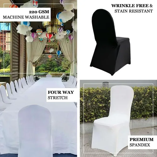 Vista 3 de Efavormart - Funda para silla de banquete de elastano negro con bolsillos para pies