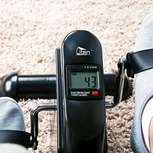 Vista 4 de Mini bicicleta de ejercicio, ejercitador de pedal de bicicleta Uten para debajo del escritorio, ejercitador de peddler