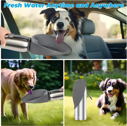 Vista 4 de URPOWER Botella de agua aislada para perros, botella de viaje a prueba de fugas de 27 onzas Cool Water for Hours, 304 Stainless Steel, One-Hand