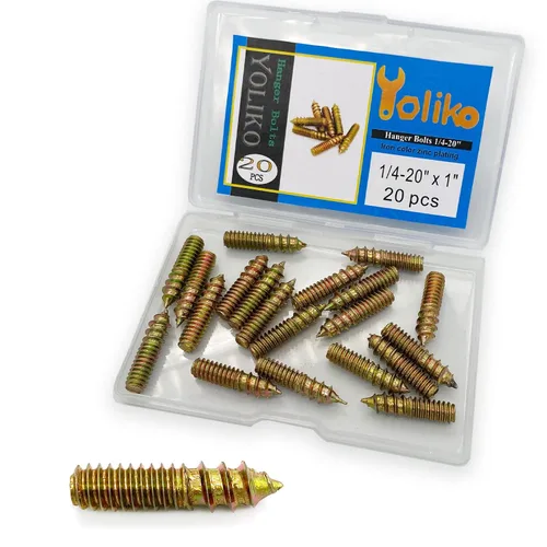 Vista 10 de Paquete de 16 pernos de suspensión de 1/4-20 x 1-1/4 pulgadas con doble cabeza y clavija de madera, para tornillos de muebles y varillas roscadas