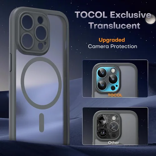 Vista 861 de TOCOL Funda para iPhone 11, compatible con Magsafe, protección completa de cámara, imanes integrados, protección contra caídas, funda translúcida