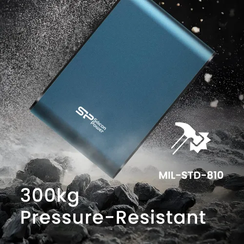 Vista 7 de Silicon Power - Armadura de disco duro externo portátil de 1 TB A80, resistente al agua USB 3.0 para PC, Mac, Xbox y PS4, color azul