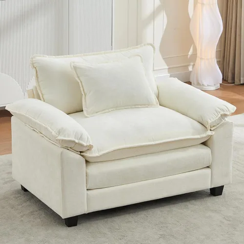 Vista 40 de IPKIG 117" Modular Sectional Cloud Couch, Modern L-Shaped Sofa with Ottoman Blanco beige