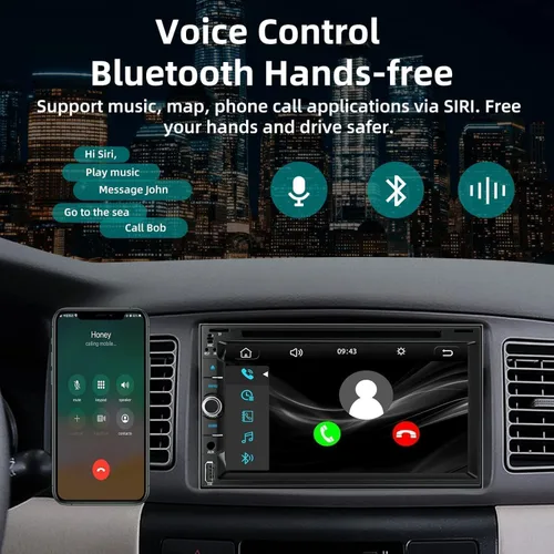 Vista 4 de Estéreo de coche doble DIN con reproductor de CD/DVD, pantalla táctil de 7 pulgadas, Bluetooth 5.2, CarPlay/Android Auto, cámara de respaldo
