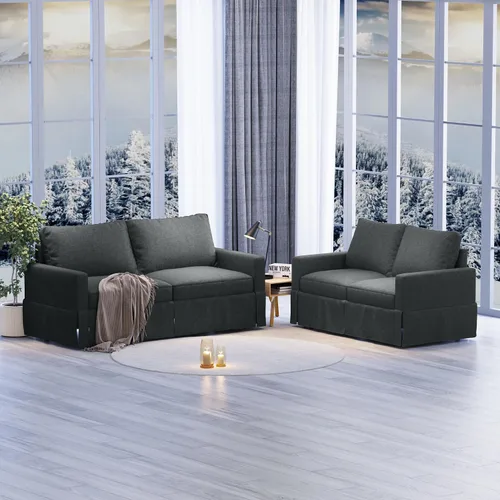 Vista 10 de Sofá biplaza de lino fino, moderno sofá biplaza para apartamento, sala de estar, dormitorio, muebles de espacios pequeños, sofás, sofás, patas