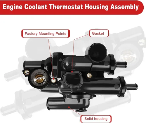 Vista 6 de WMPHE Kit de carcasa para termostato de refrigerante del motor compatible con Dodge Avenger 2008-2014, Dodge Caliber 2008-2012, Chrysler Sebring