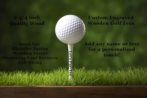 Vista 3 de GBM - Paquete de 100 camisetas de golf blancas de madera de 2 3/4 pulgadas, camisetas de golf personalizadas de 2 líneas personalizables, accesorios
