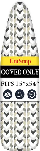 Vista 9 de UniSimp Funda y almohadilla para tabla de planchar de 15 x 54 pulgadas, algodón natural extra grueso, acolchado resistente a las manchas y a