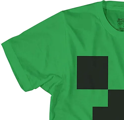 Vista 5 de Minecraft - Camiseta oficial para niños, diseño de cara de enredadera negra y verde