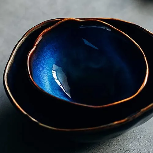 Vista 5 de Tazón profundo de porcelana europea, cuenco irregular, vajilla creativa irregular, juego de platos de fideos, juego de 4