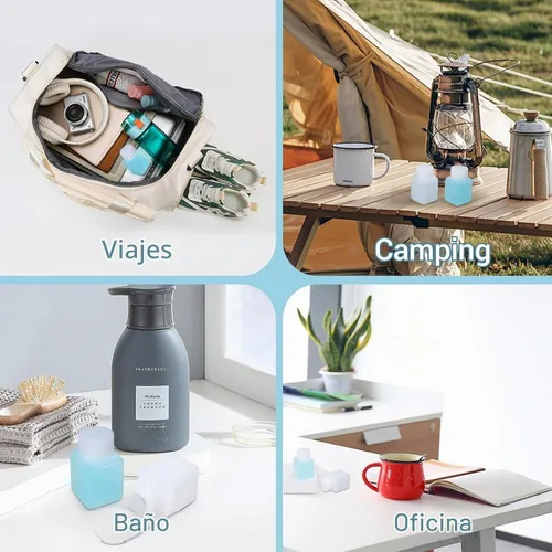 Vista 5 de Botellas de plástico recargables con tapas, botellas de viaje a prueba de fugas de HDPE, contenedores de viaje de grado alimenticio para líquidos
