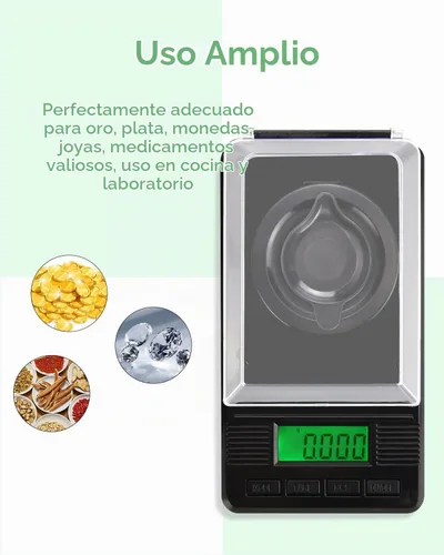 Vista 3 de Báscula de miligramos de 1.76 oz/0.00 oz, báscula digital de mg, peso de calibración de 1.76 oz 7 Units, One-touch Tare, Piece Counting, LCD