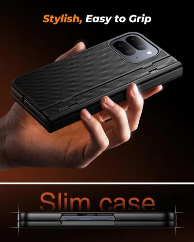 Vista 6 de Lanhiem Funda para Google Pixel 10 Pro Fold, protector de pantalla integrado, protección completa de bisagra, cubierta a prueba de golpes con Negro
