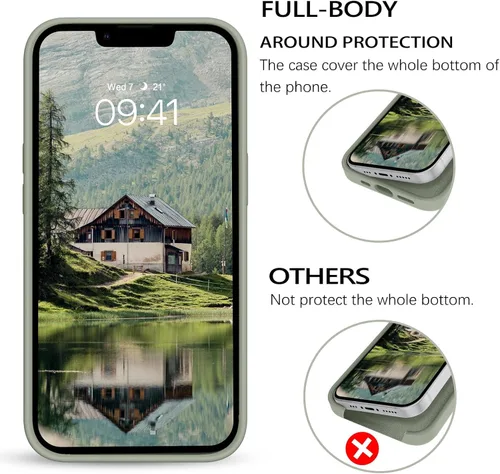 Vista 5 de BENTOBEN Funda compatible con iPhone 14, silicona suave, goma de gel, parachoques, forro de microfibra, parte trasera dura, a prueba de golpes Calke
