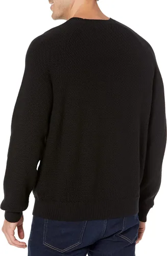 Vista 6 de Tienda Essentials Suéter de cuello redondo de gran tamaño para hombre, texturizado, algodón