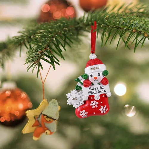 Vista 6 de Adornos de Navidad personalizados, nombres de familia, decoración de Navidad, decoración colgante de árbol, adorno de bendición de Feliz Navidad