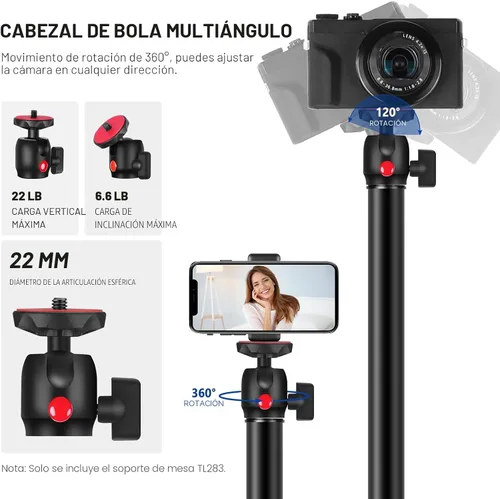 Vista 3 de NEEWER Soporte de escritorio extensible para cámara con cabeza de bola, soporte de luz de mesa ajustable de 17"-40" con tornillo de 1/4