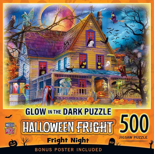 Vista 11 de MasterPieces Rompecabezas de Halloween de 500 piezas que brillan en la oscuridad – All Hallow's Eve – 15 x 21 pulgadas