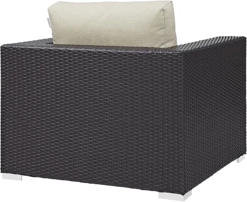 Vista 5 de Modway Sillón de mimbre para patio al aire libre Convene en color beige espresso