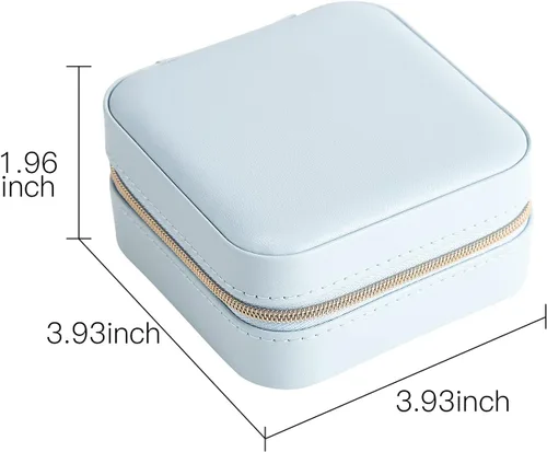 Vista 3 de Casegrace - Mini joyero portátil de viaje de cuero para joyas, organizador de anillos, caja de regalo para niñas y mujeres