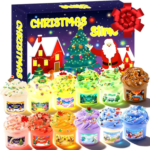 Vista 13 de Slime de Cristal de Navidad Rosa y Verde de 2 Paquetes para Niños, Slime para Medias de Navidad para Niños - Kit de Juguetes de Slime, Regalos