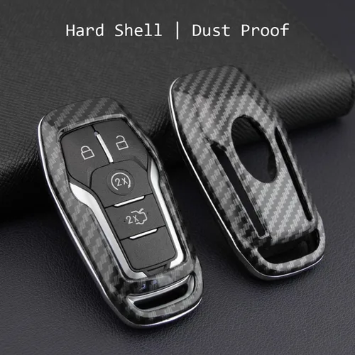 Vista 7 de JEYODA - Llavero remoto de fibra de carbono para Ford F150 Mondeo Mustang Edge Fusion Lincoln MKC MKZ MKX (carcasa con Keychian)