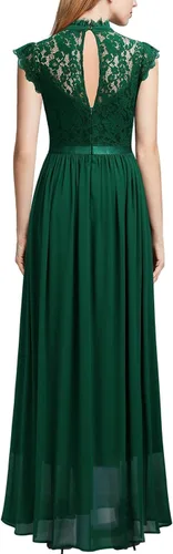 Vista 2 de Vestido Miusol de encaje floral, formal, hombro cubierto, para noche, largo, fiesta, para mujer