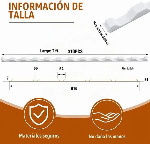Vista 2 de 15 piezas de tiras de cierre de espuma de 36 pulgadas para paneles de techo de metal, tiras de cierre de espuma impermeables para paneles de techo