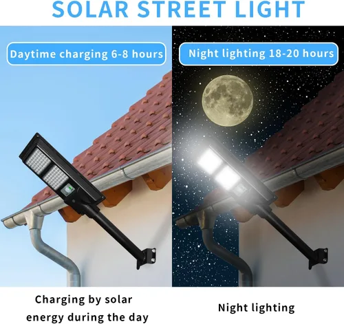 Vista 15 de Luces solares de calle de 30000 lm para exteriores, impermeables, 6000 K, luces de inundación solares con sensor de movimiento y control remoto