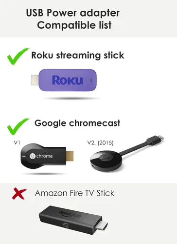 Vista 3 de T POWER Cable de alimentación USB para Roku Express, Streaming Stick, HDMI 3500 3500XB, Google Chromecast V1, V2 2015, diseñado para alimentar tu
