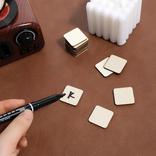 Vista 5 de 100 piezas de madera sin terminar, cuadrado de madera de 1 pulgada, cuadrados de madera natural en blanco, esquinas redondas, piezas de madera sin