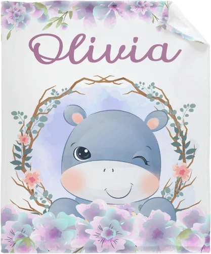 Vista 16 de Manta de franela personalizada con nombre de elefante bebé para niñas y niños, regalo divertido y significativo para todas las estaciones