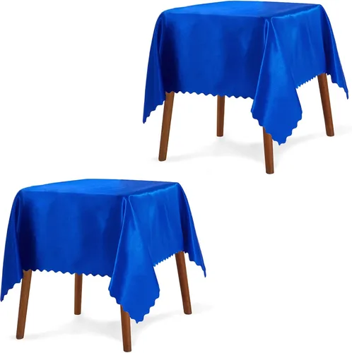 Vista 16 de P Pothuiny Paquete de 2 manteles cuadrados de satén beige de 54 x 54 pulgadas, manteles de satén superpuestos para decoración de mesa de tela suave
